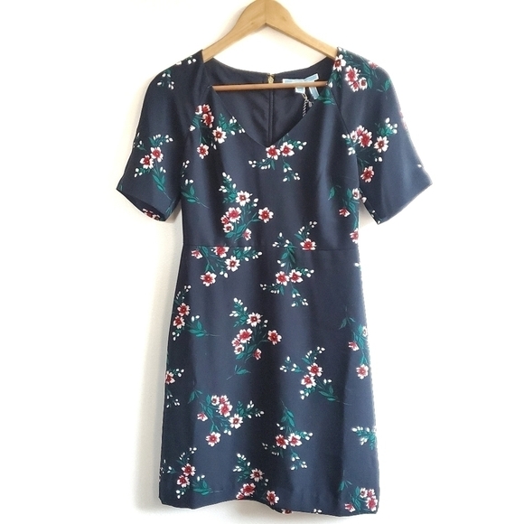 New Draper James Floral Print V-Neck Black Midi Dress NWT Size 0 - Picture 5 of 11